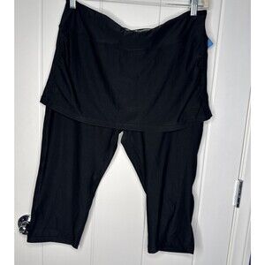 Coolibar Skirted Swim Capris Women’s XL Black UPF 50 Protection Bottoms Swimwear